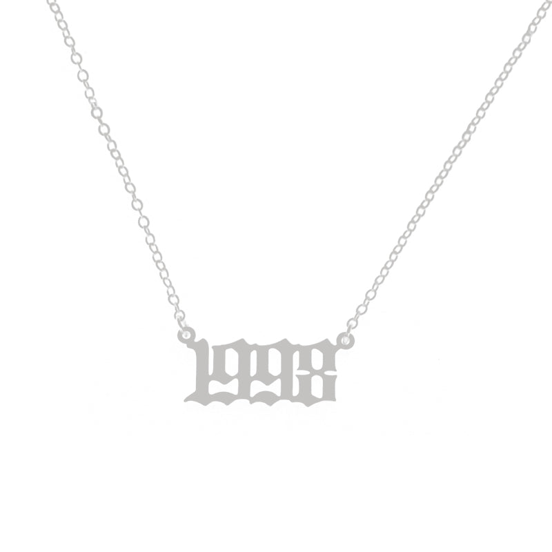 Old English Year Necklace Silver