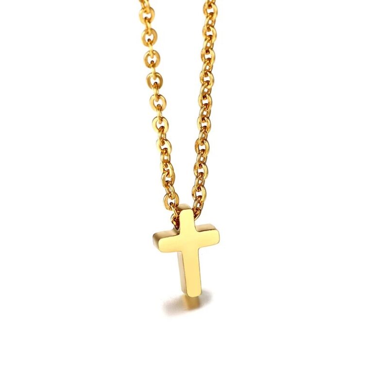 Minimal Cross Pendant Chain Gold