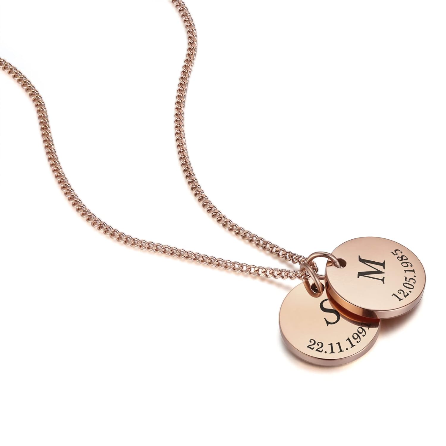 Children’s Initial Charm Necklace for Mom Rose Gold