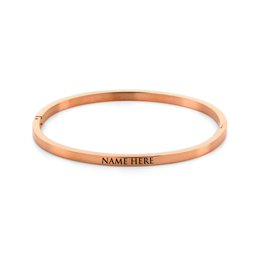 Classic Engraved Bangle Bracelet Rose Gold