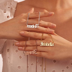 Old English Custom Name Necklace Rose Gold