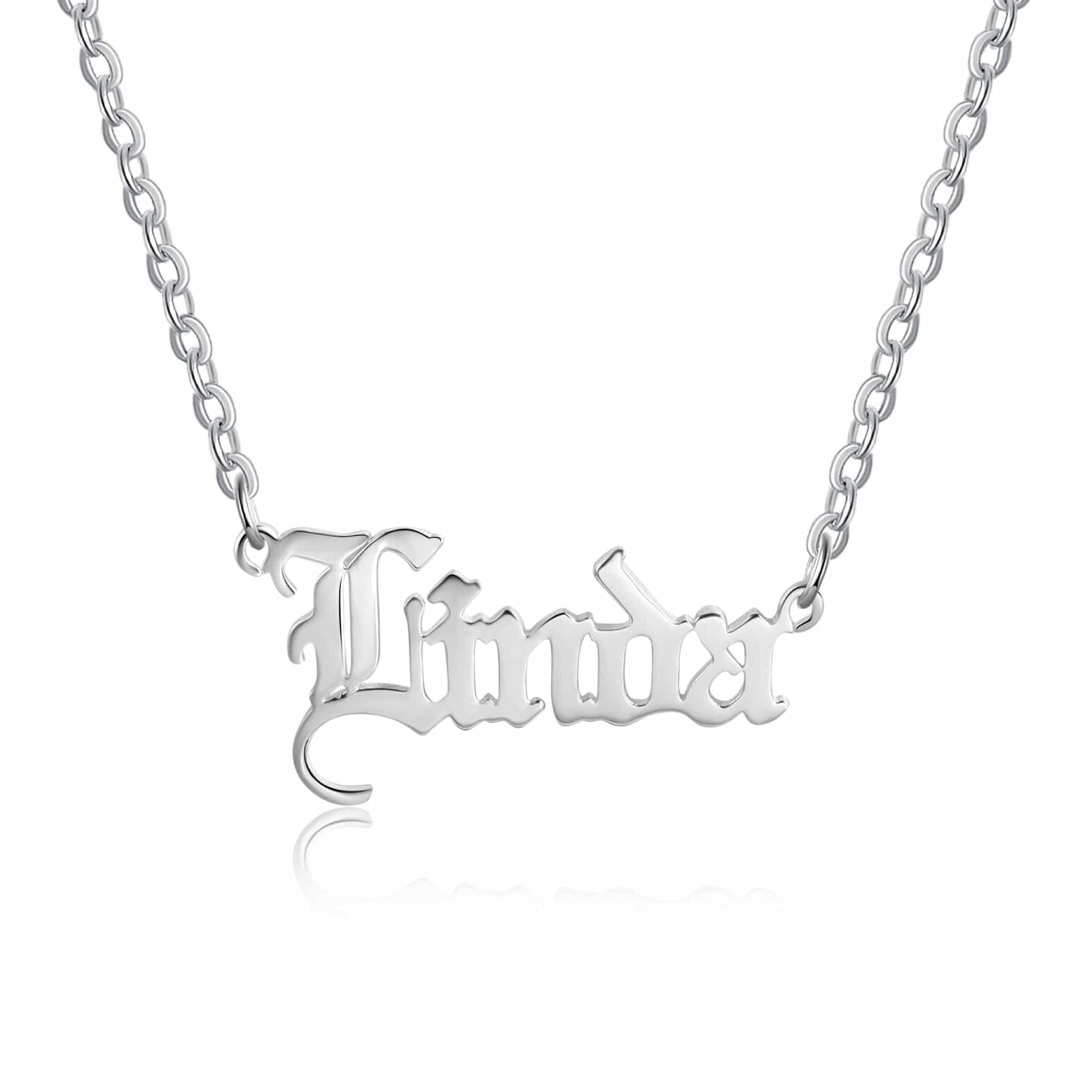 Old English Custom Name Necklace Silver