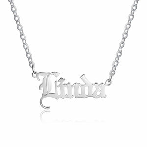Old English Custom Name Necklace Silver