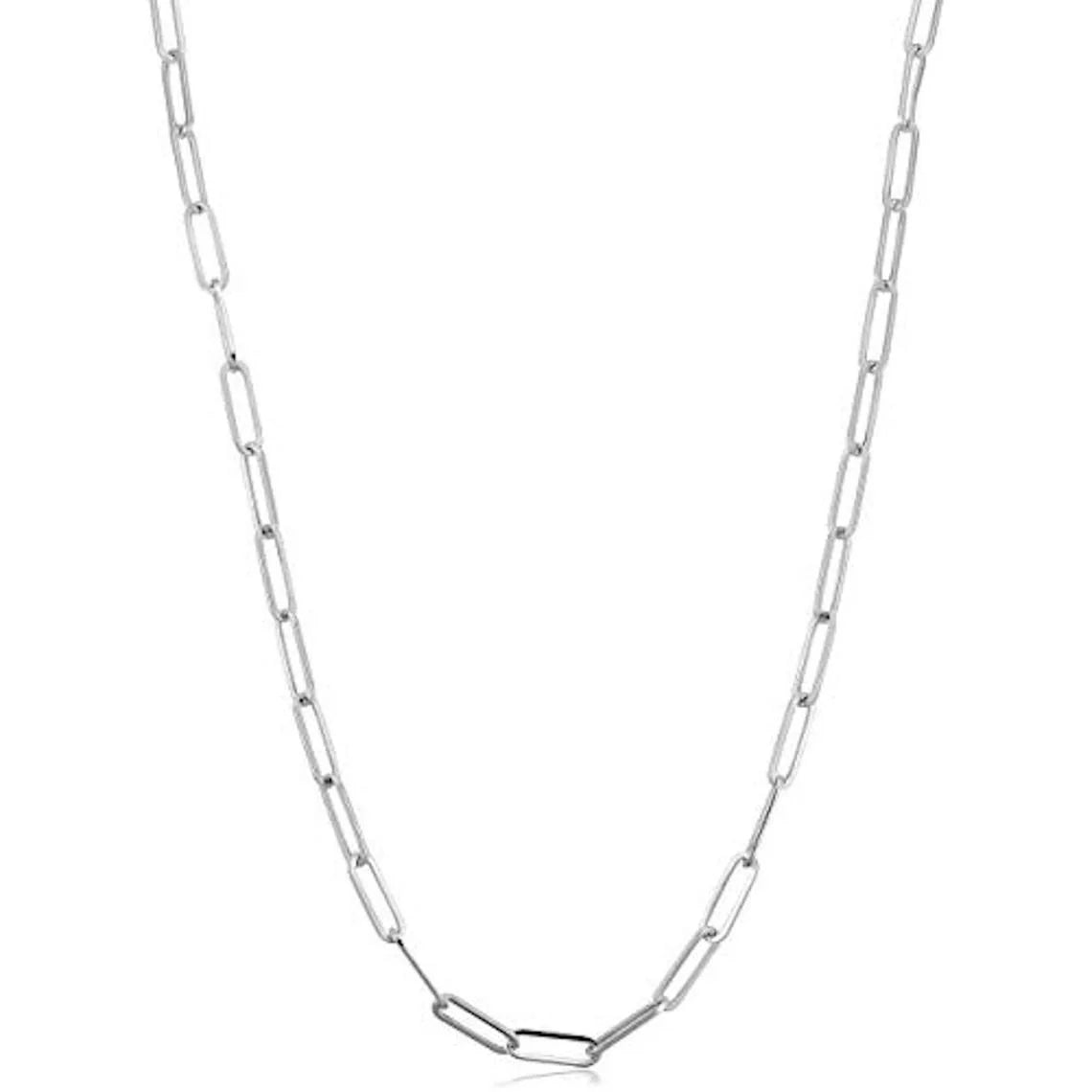 Paperclip Link Chain Necklace Silver