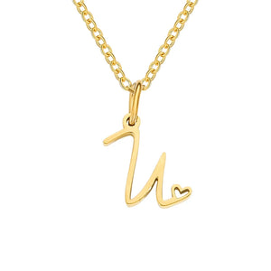 Paris Initial Necklace with Heart Accent
