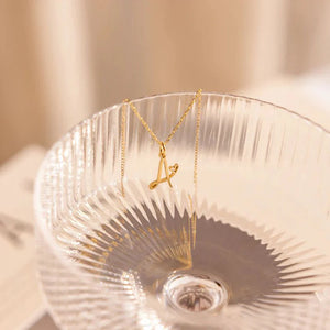 Paris Initial Necklace with Heart Accent