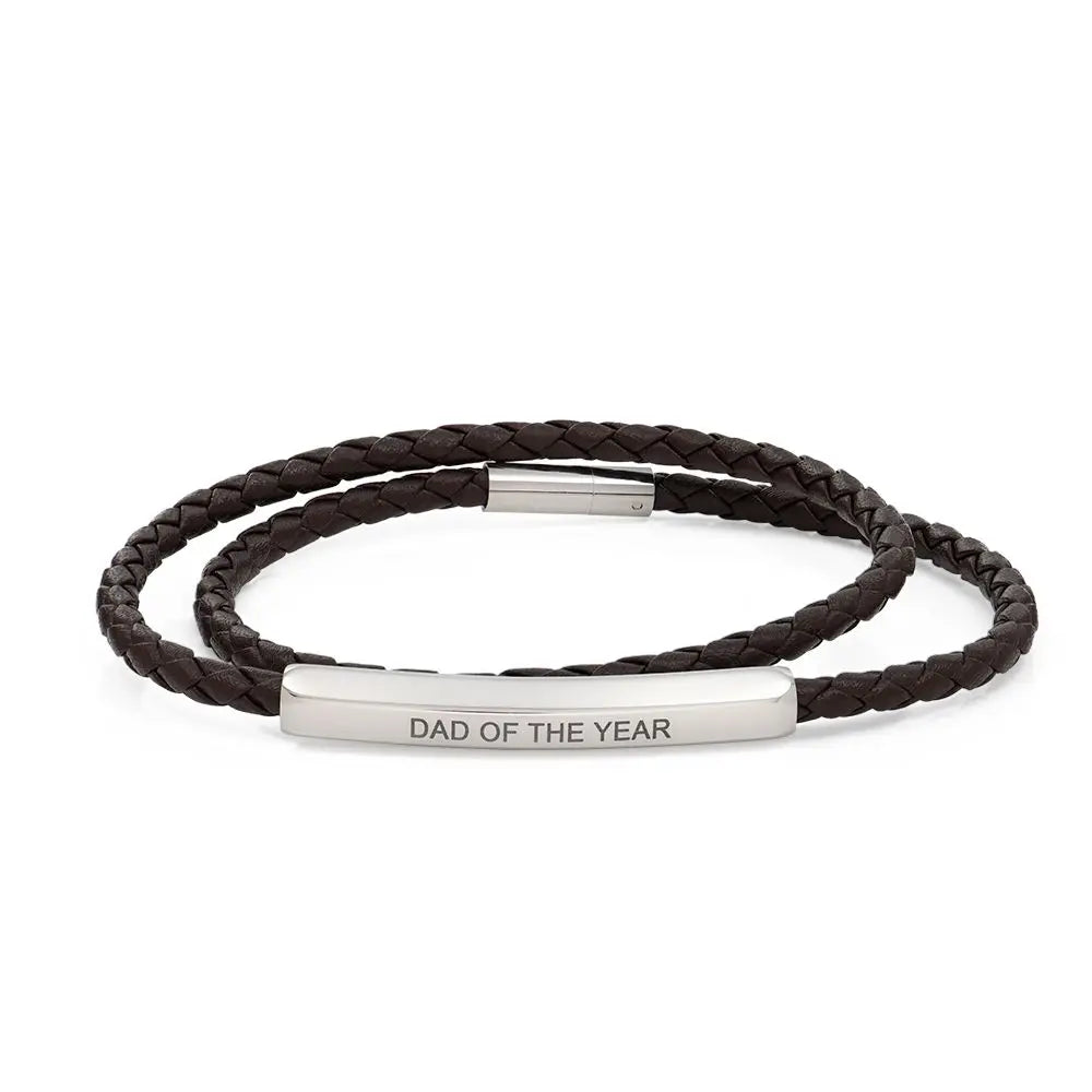 Personalized Double-Layer Leather Bracelet Brown