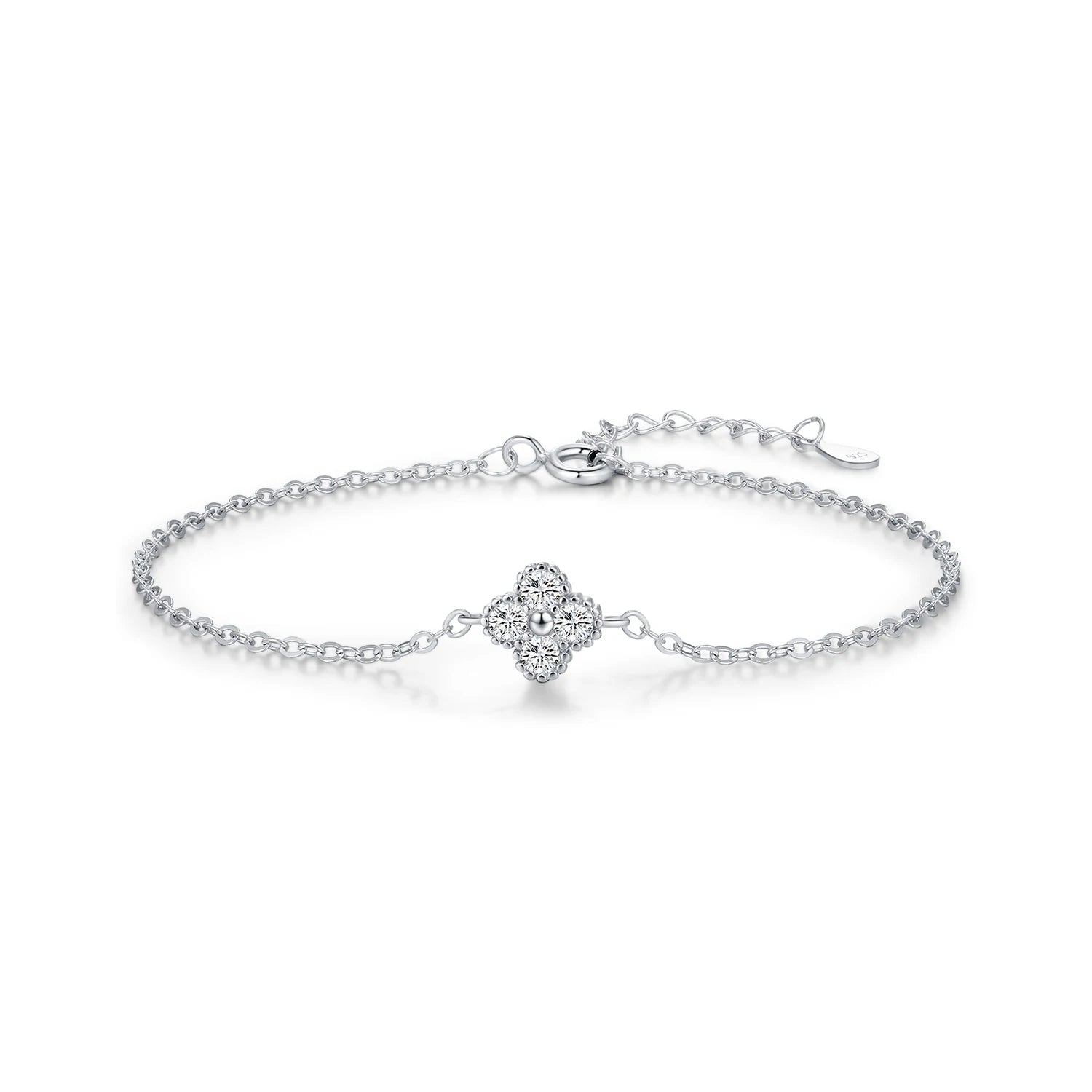 925 Sterling Silver Dainty Four-Leaf Clover Bracelet