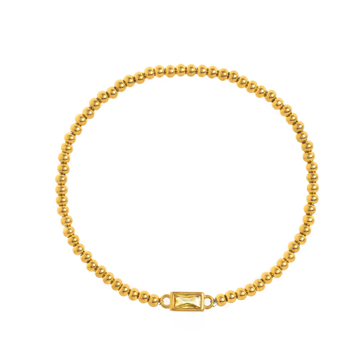 Gold Beaded Birthstone Bracelet