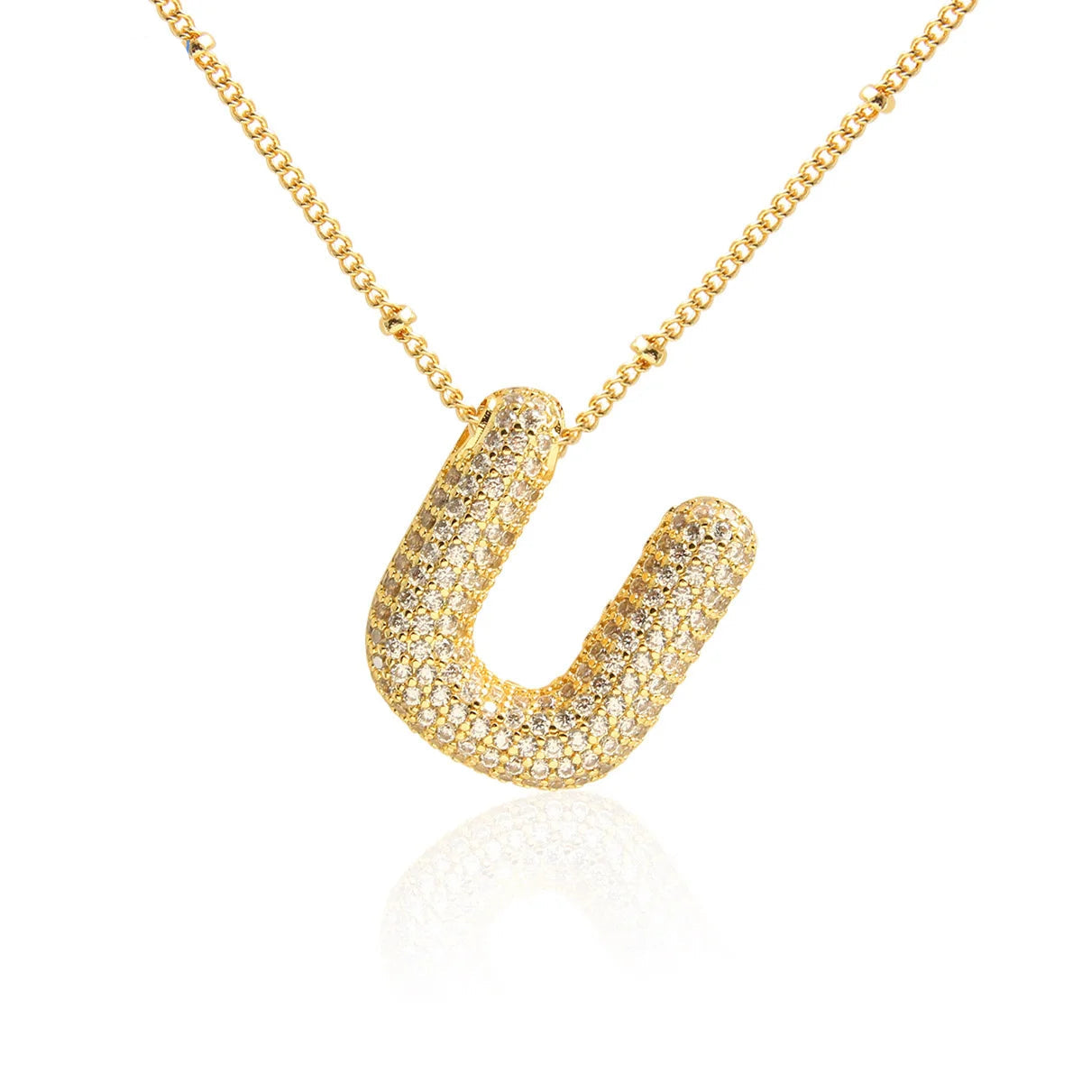 Sparkling Bubble Initial Necklace Gold