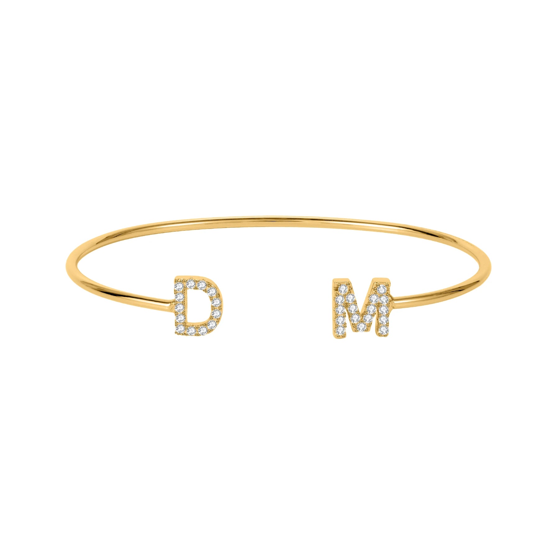 Dainty Double Initial Gold Cuff Bracelet