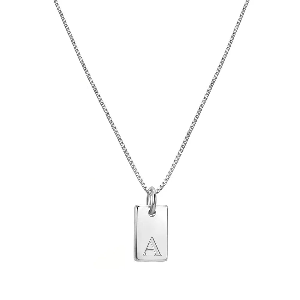 Single Initial Engraved Charm Necklace