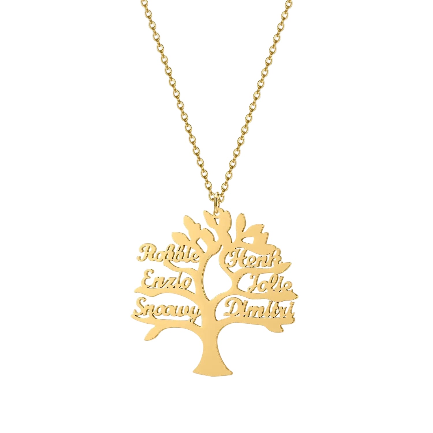 Family Tree Necklace with Names Gold