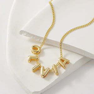 3D Bubble Name Chain Necklace Silver