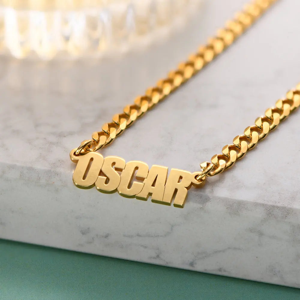 Bold Personalized Name Necklace Gold