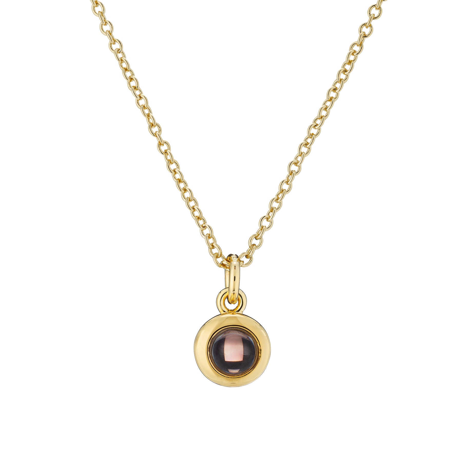 Circle Pendant Photo Necklace Gold