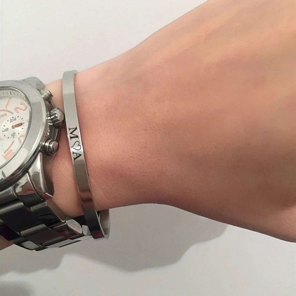 Engraved Custom Cuff Bracelet Gold