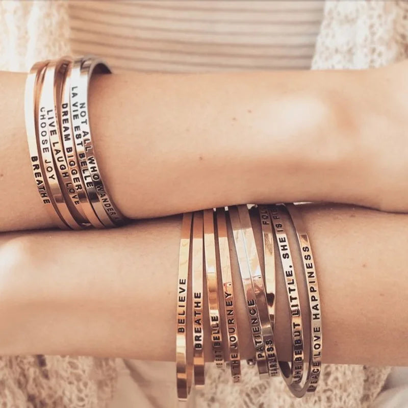 Engraved Custom Cuff Bracelet Gold