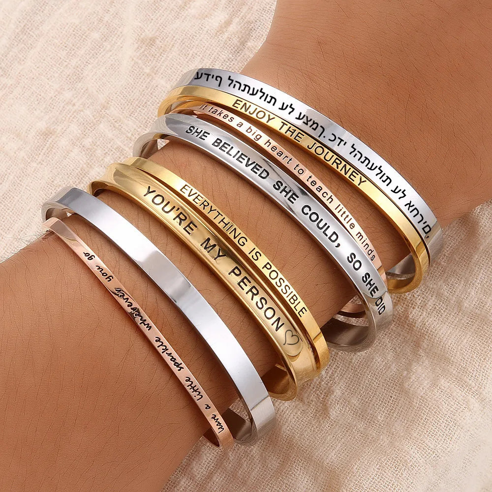 Engraved Custom Cuff Bracelet Rose Gold