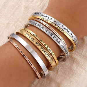 Engraved Custom Cuff Bracelet Rose Gold