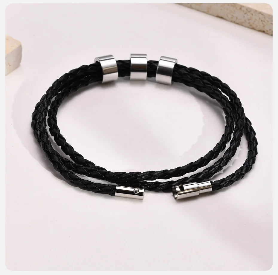 Engraved Custom Leather Braided Bracelet