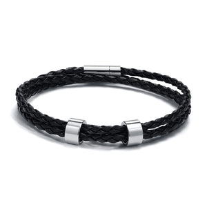 Engraved Custom Leather Braided Bracelet