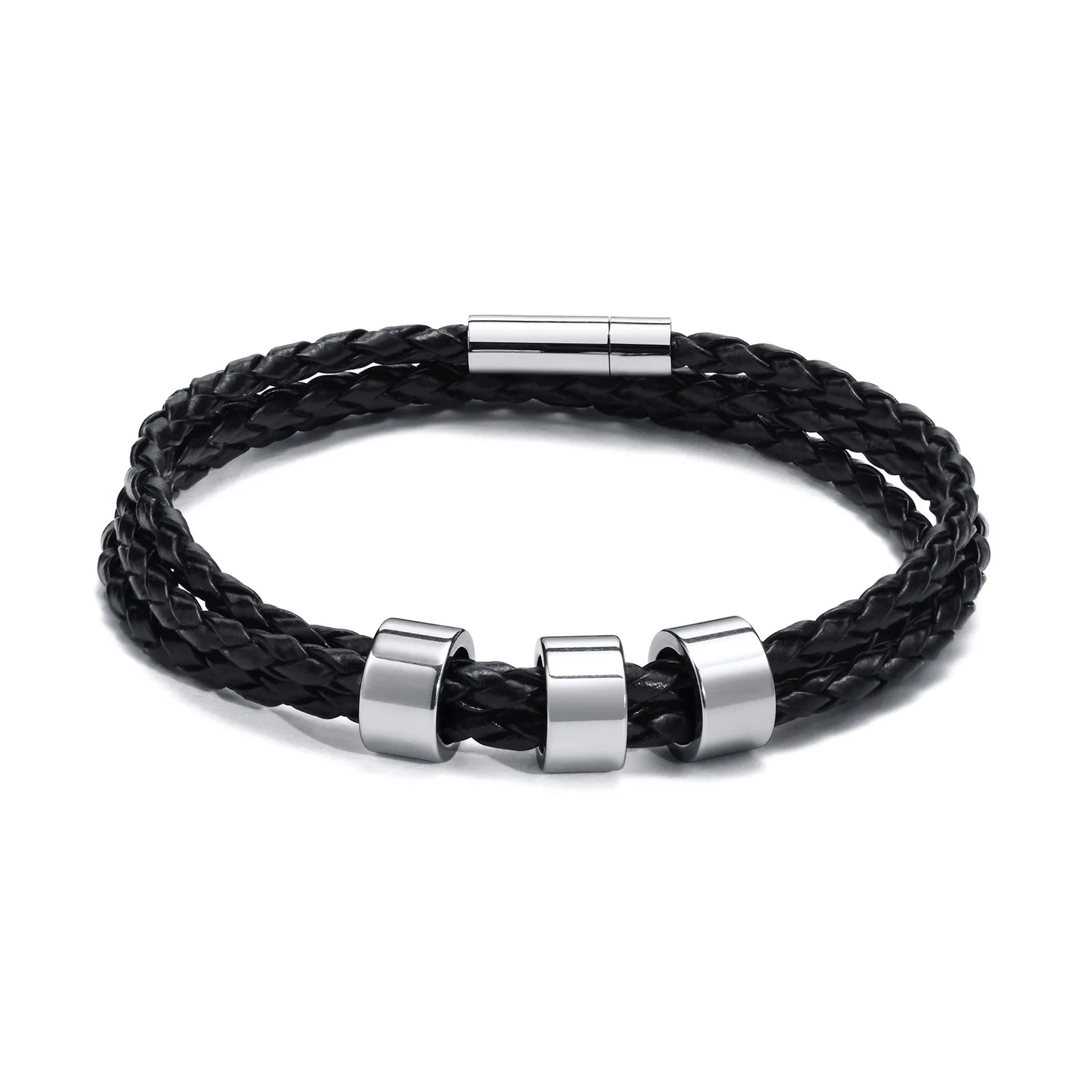 Engraved Custom Leather Braided Bracelet