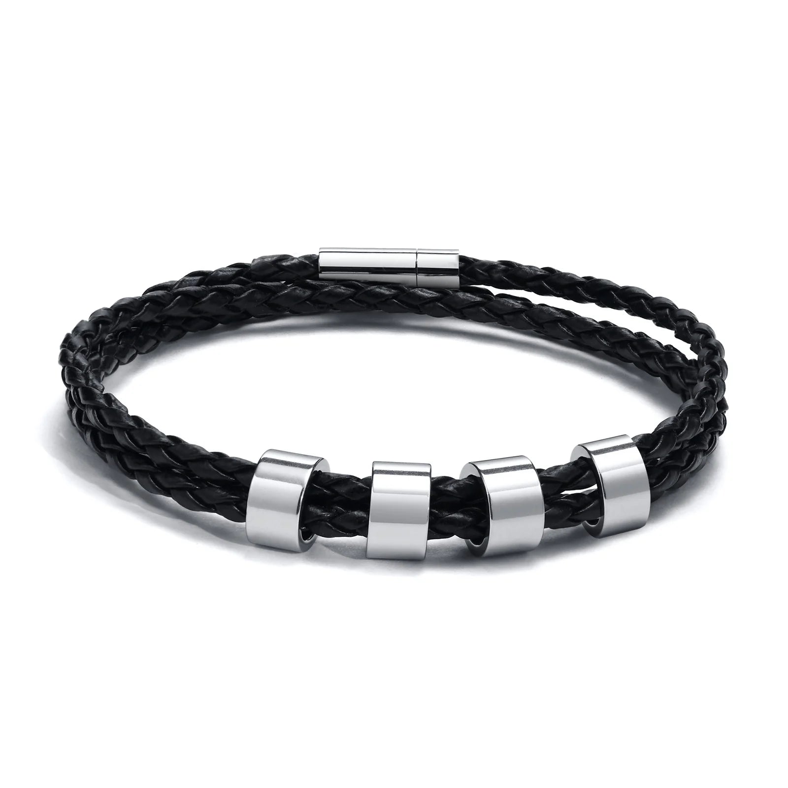 Engraved Custom Leather Braided Bracelet
