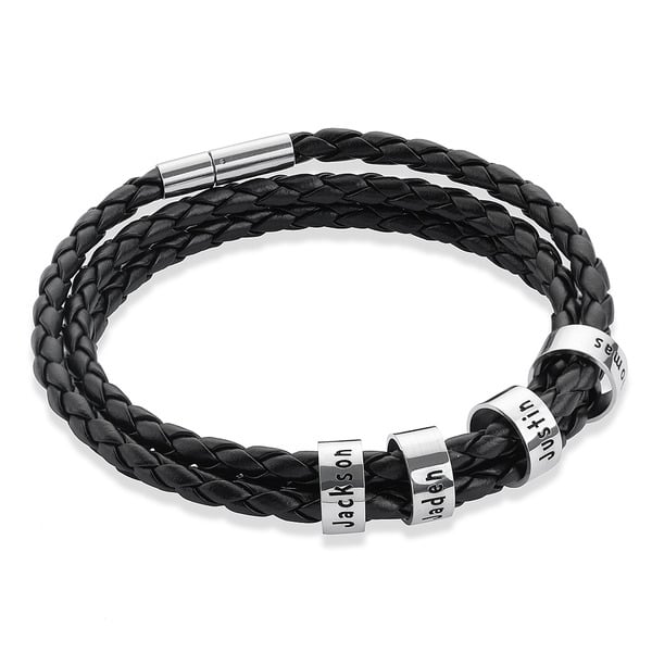 Engraved Custom Leather Braided Bracelet