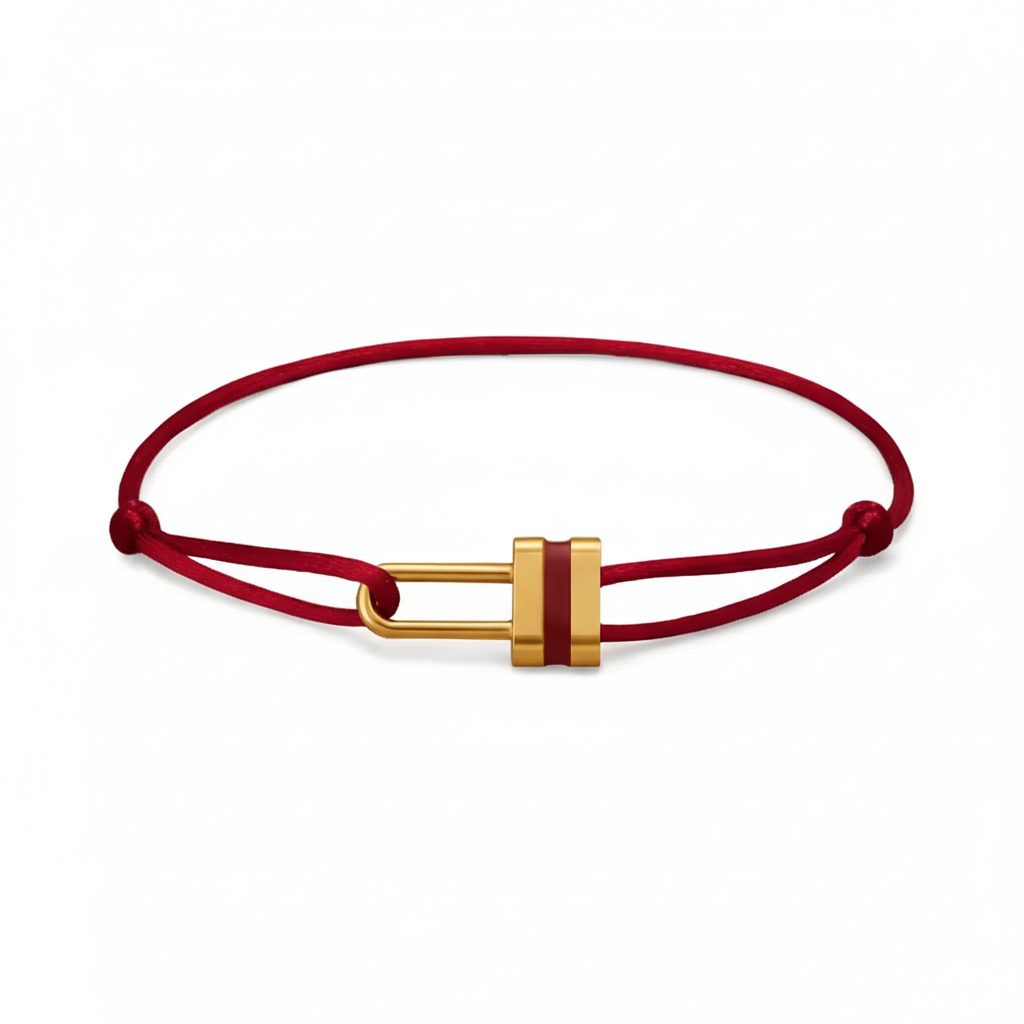 Gold Lock Rope Cord Bracelet