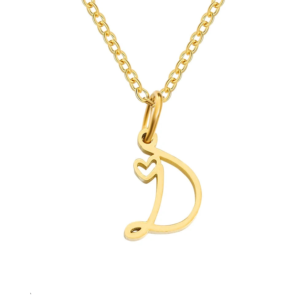 Paris Initial Necklace with Heart Accent