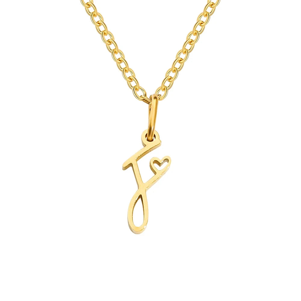 Paris Initial Necklace with Heart Accent