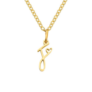 Paris Initial Necklace with Heart Accent