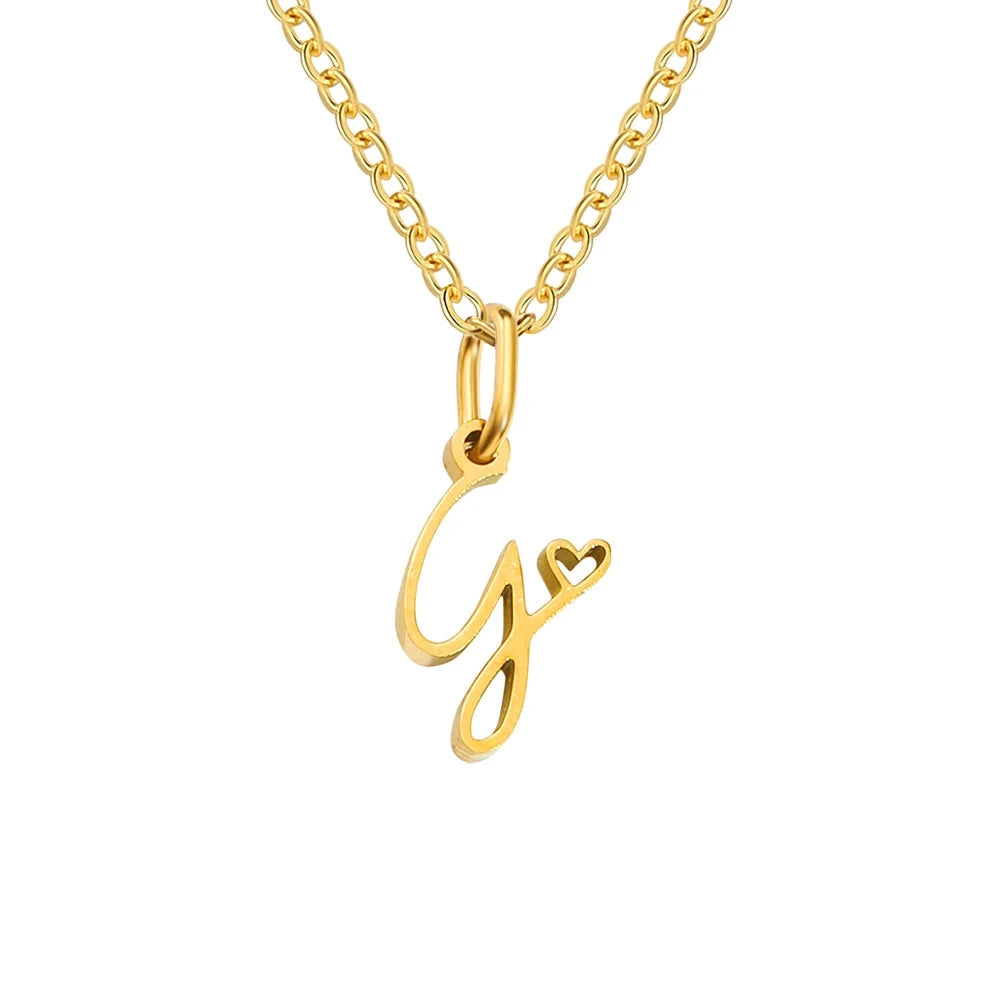 Paris Initial Necklace with Heart Accent