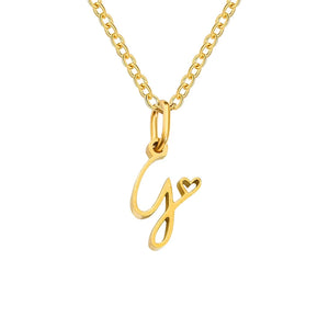 Paris Initial Necklace with Heart Accent