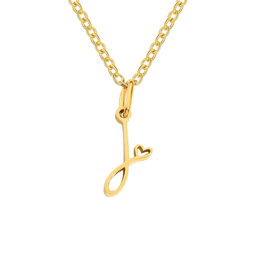 Paris Initial Necklace with Heart Accent