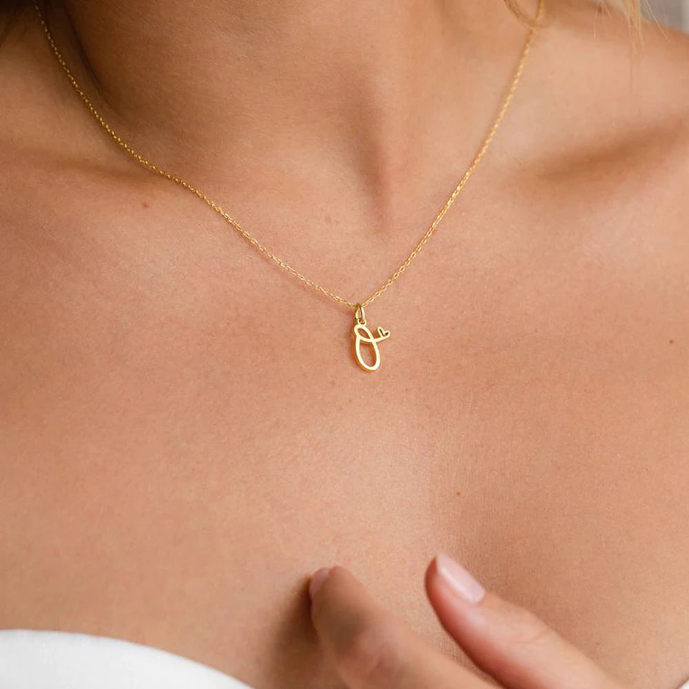 Paris Initial Necklace with Heart Accent