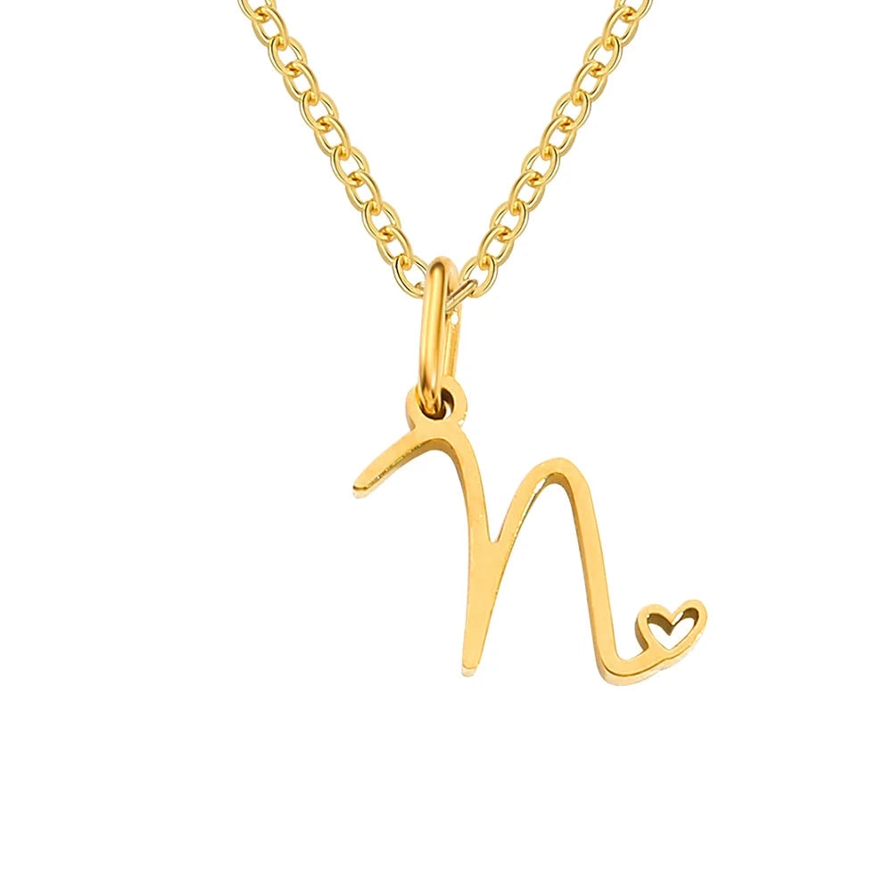 Paris Initial Necklace with Heart Accent