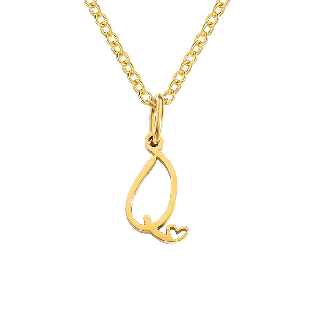 Paris Initial Necklace with Heart Accent