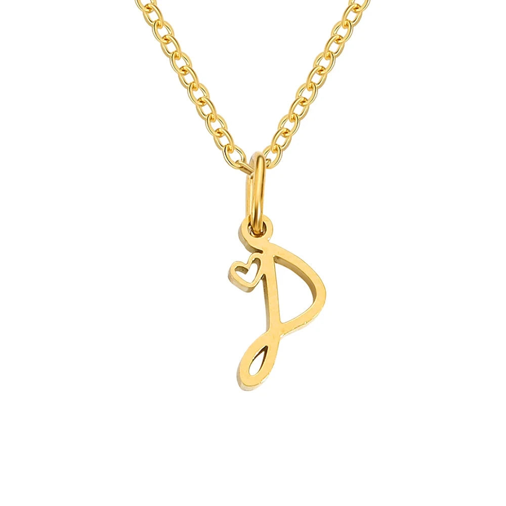 Paris Initial Necklace with Heart Accent