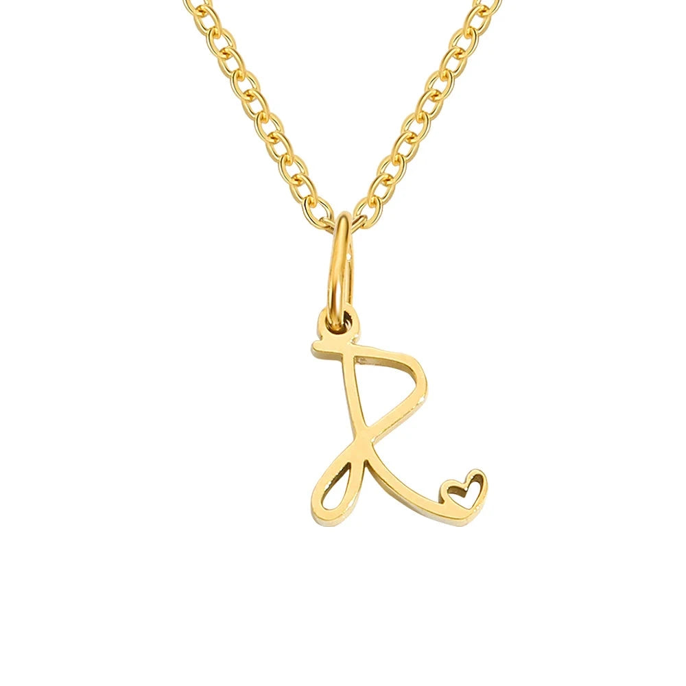 Paris Initial Necklace with Heart Accent