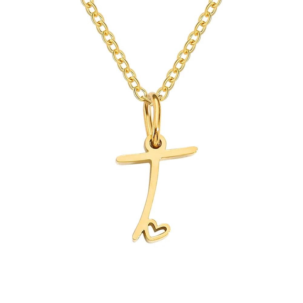 Paris Initial Necklace with Heart Accent