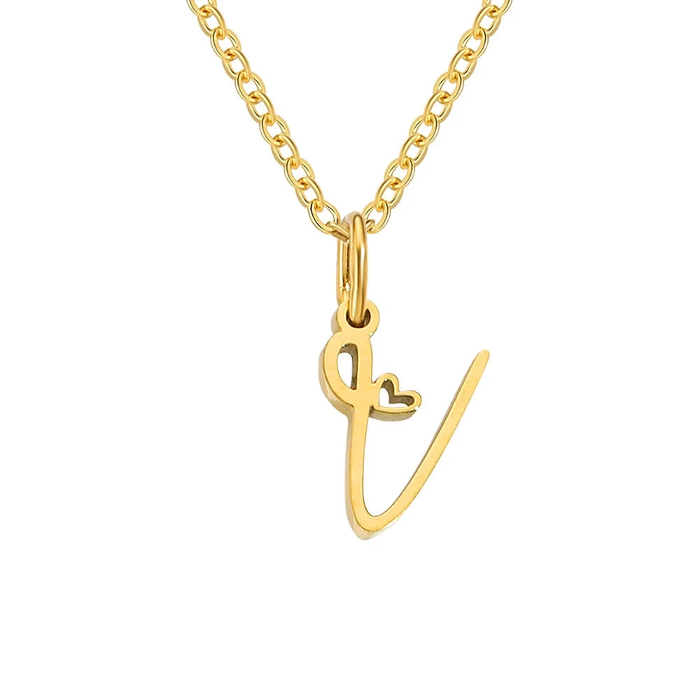 Paris Initial Necklace with Heart Accent