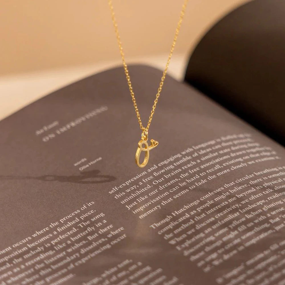 Paris Initial Necklace with Heart Accent