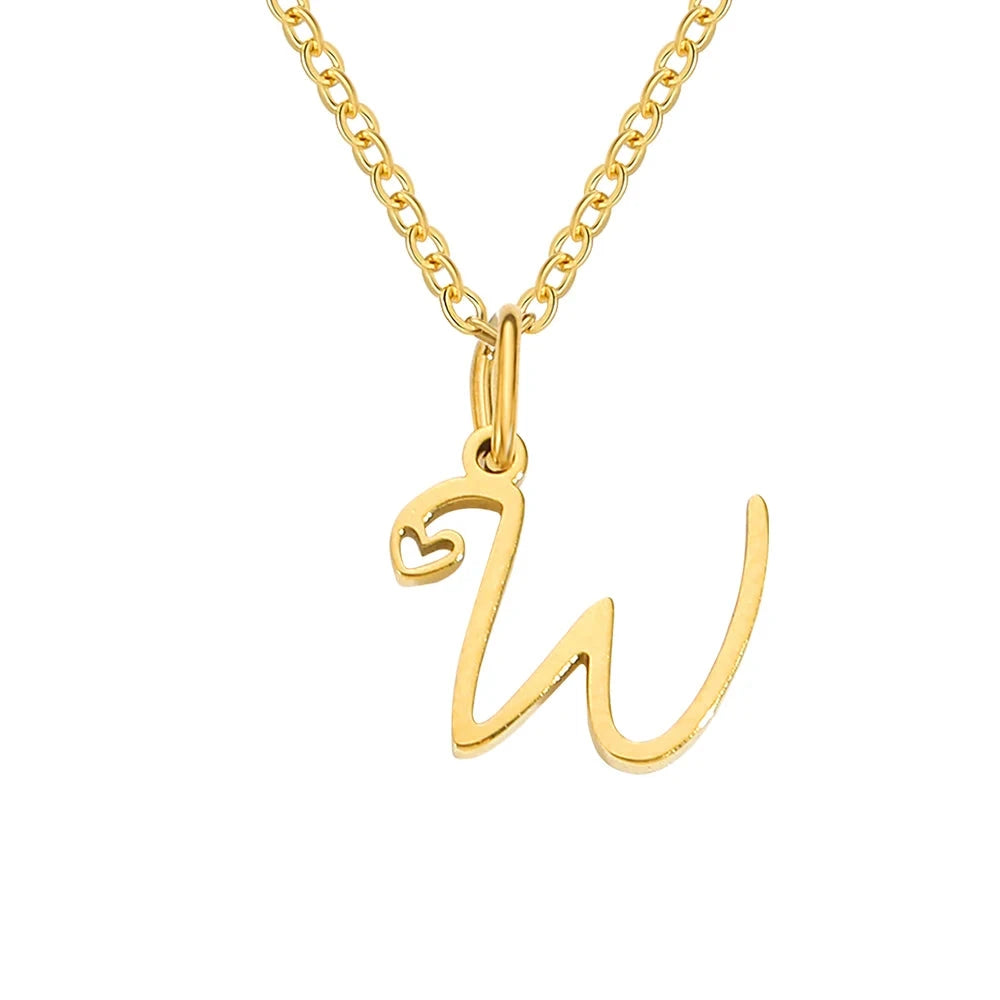 Paris Initial Necklace with Heart Accent