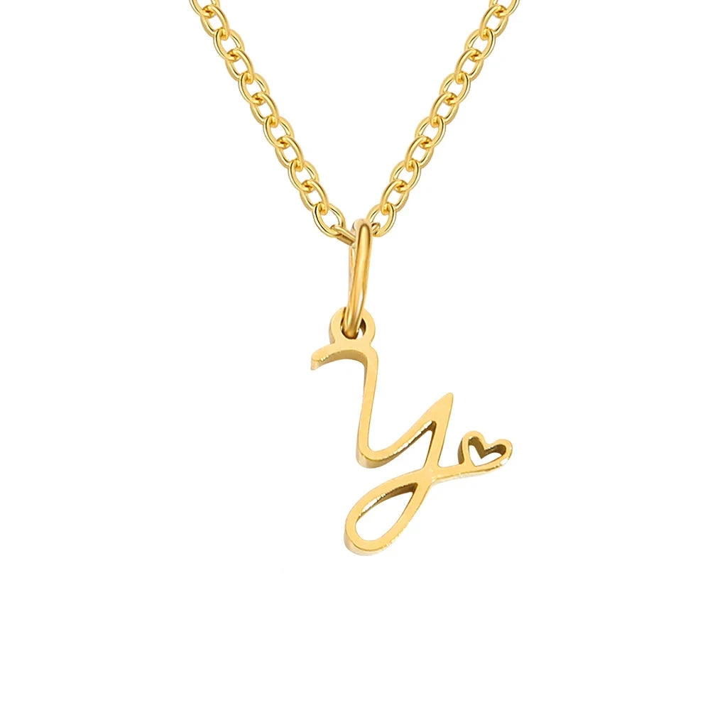 Paris Initial Necklace with Heart Accent