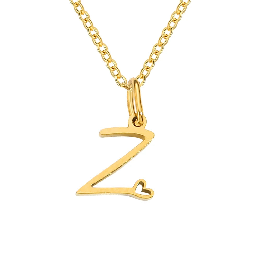 Paris Initial Necklace with Heart Accent