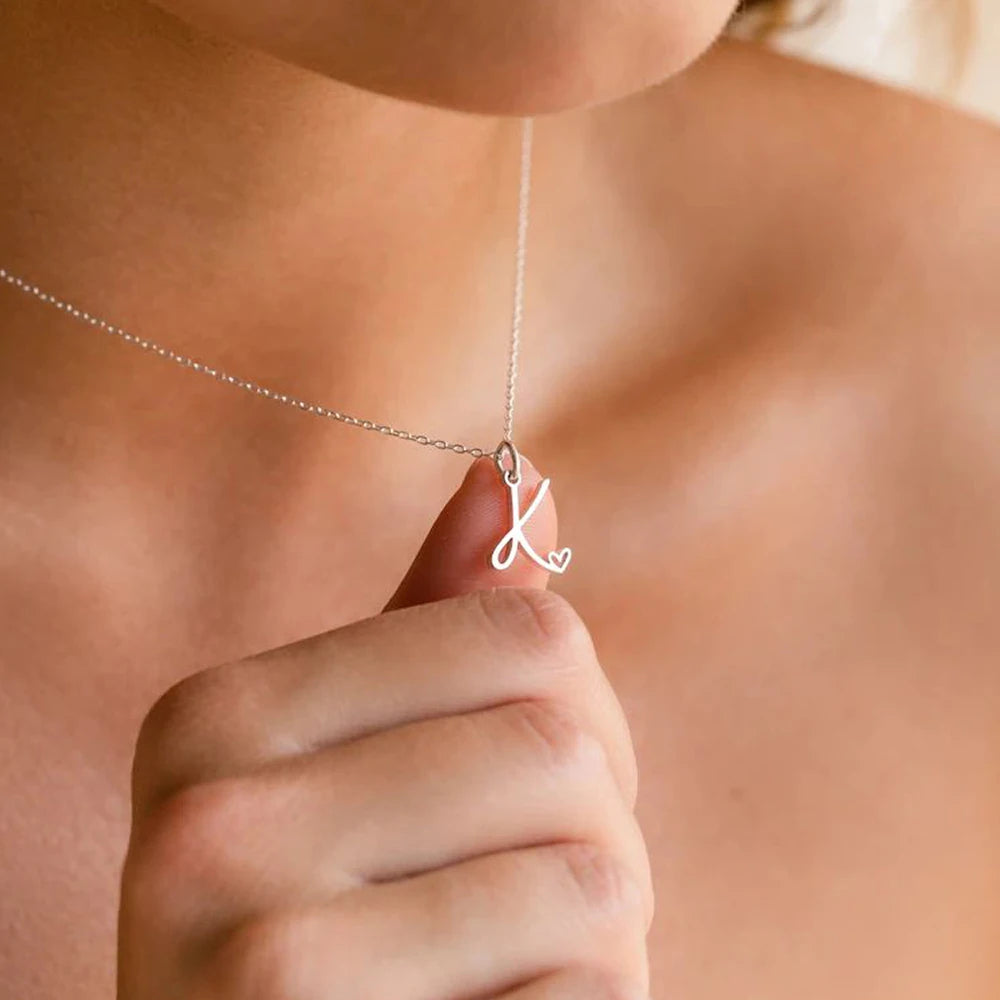 Paris Initial Necklace with Heart Accent