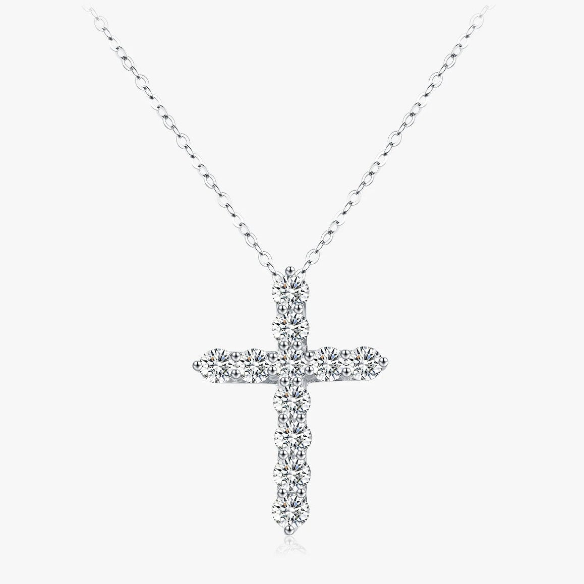 925 Sterling Silver Moissanite Cross Necklace
