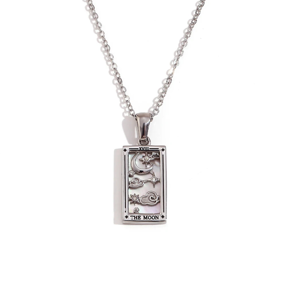 THE MOON© — Rectangle Pendant Necklace Silver